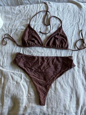Classic Brown Triangle Bikini Set - Women's Swim